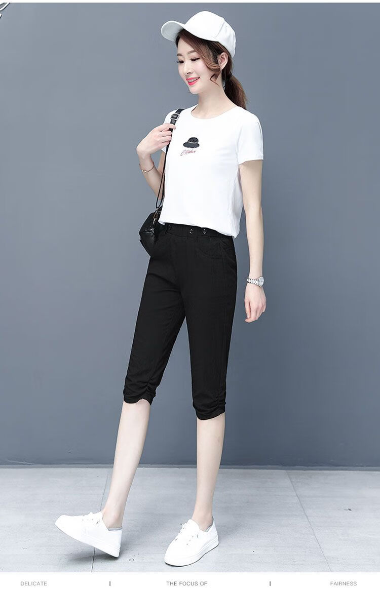 分裤女薄款2022夏季新款马裤小个子哈伦棉麻休闲小脚中裤子时尚休闲裤