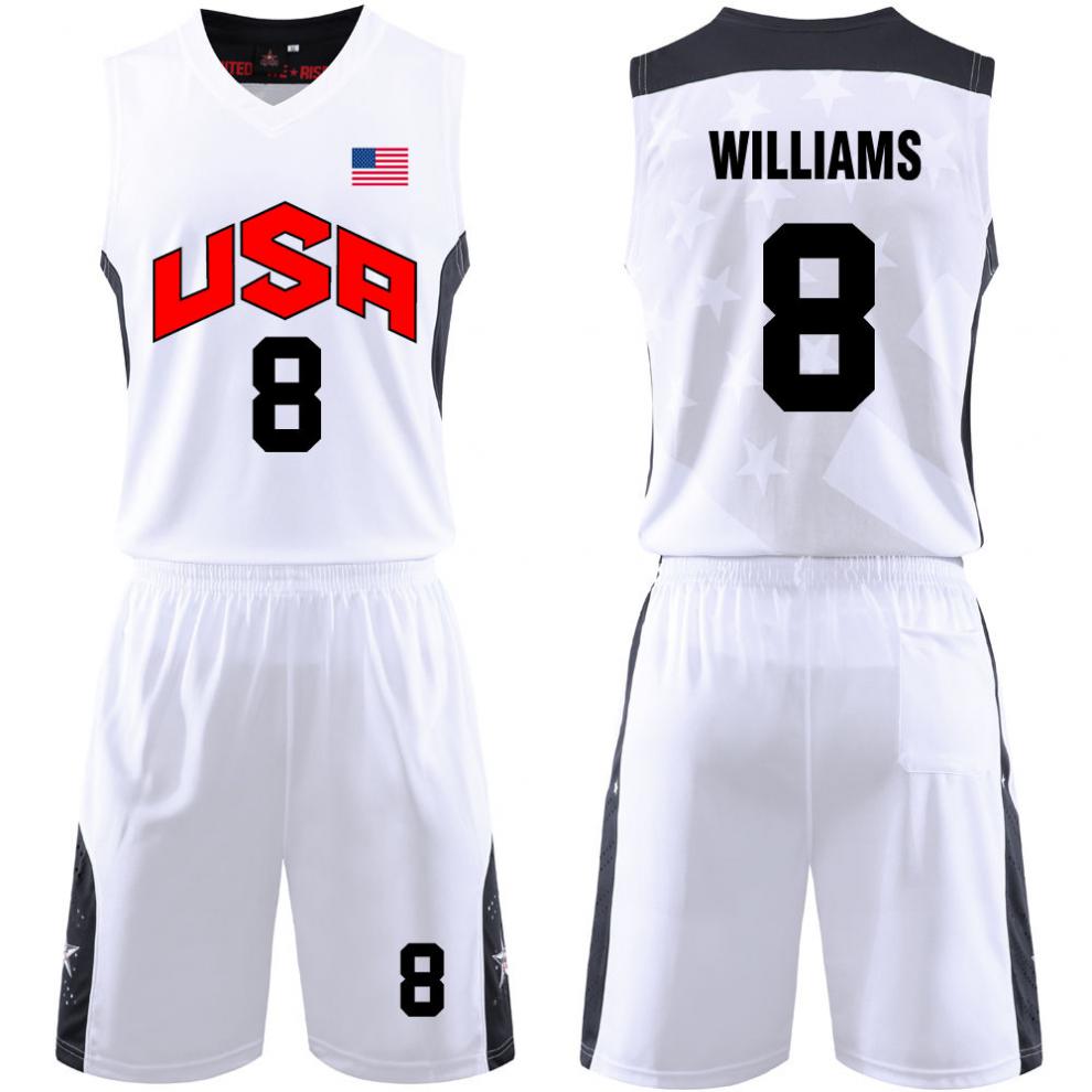 usa梦之队梦十美国国家队篮球比赛训练服套装定制印刷10号白色10号