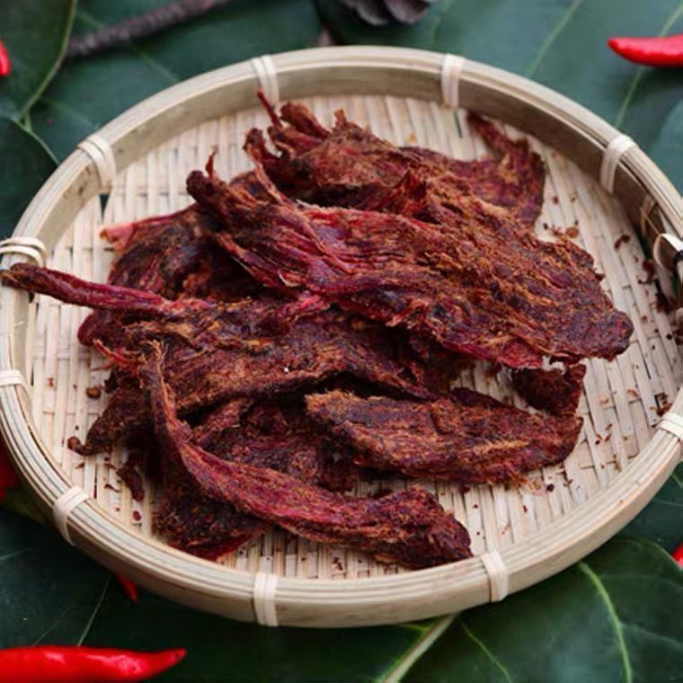 雲南牛肉乾巴特產臨滄特產滄源佤味麻辣牛肉乾火燒油炸香酥牛乾巴佤膳