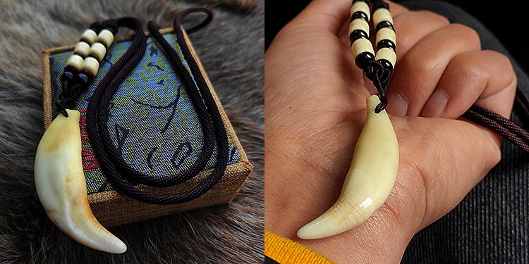 血横纹狼牙吊坠男项链女本命年避斜真狗牙齿儿童宝宝挂件压惊饰品16号