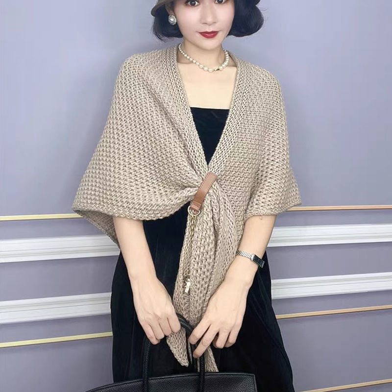 美充充 小披肩裙子外搭女新款韩版春季女披肩坎肩三角斗篷百搭保暖