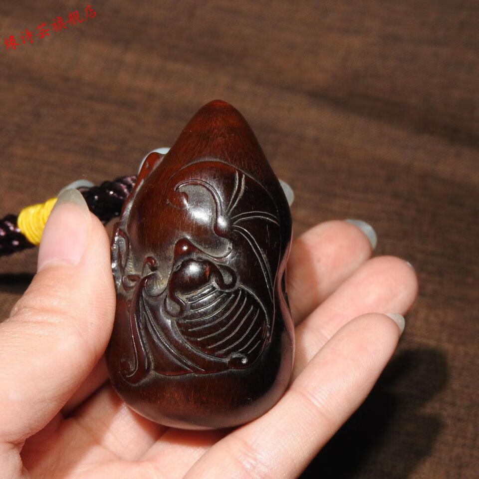 缘诗芸 牦牛角手把件 牦牛角雕刻福禄双全挂件牛角福寿葫芦手把件仿古