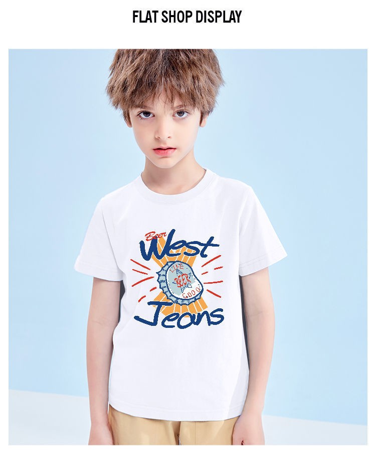 迪士尼disney同款童装男童短袖t恤棉男大童夏季白色半袖上衣儿童夏装