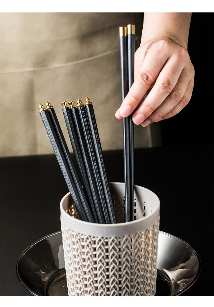 筷子家用一人一双竹制筷子收纳盒家用防滑防霉公筷合金筷子单人装一人