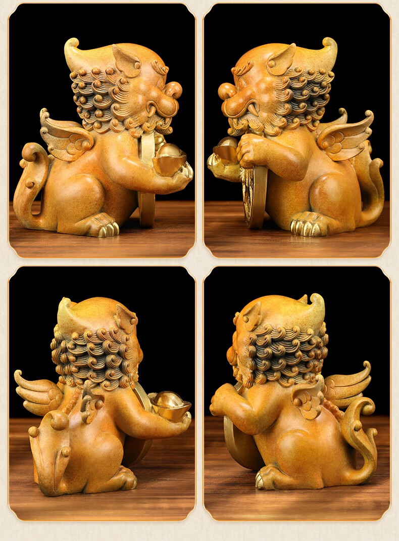 吉善堂全铜金钱貔貅聚财阵摆件一对家居客厅酒柜装饰品工艺品办公室