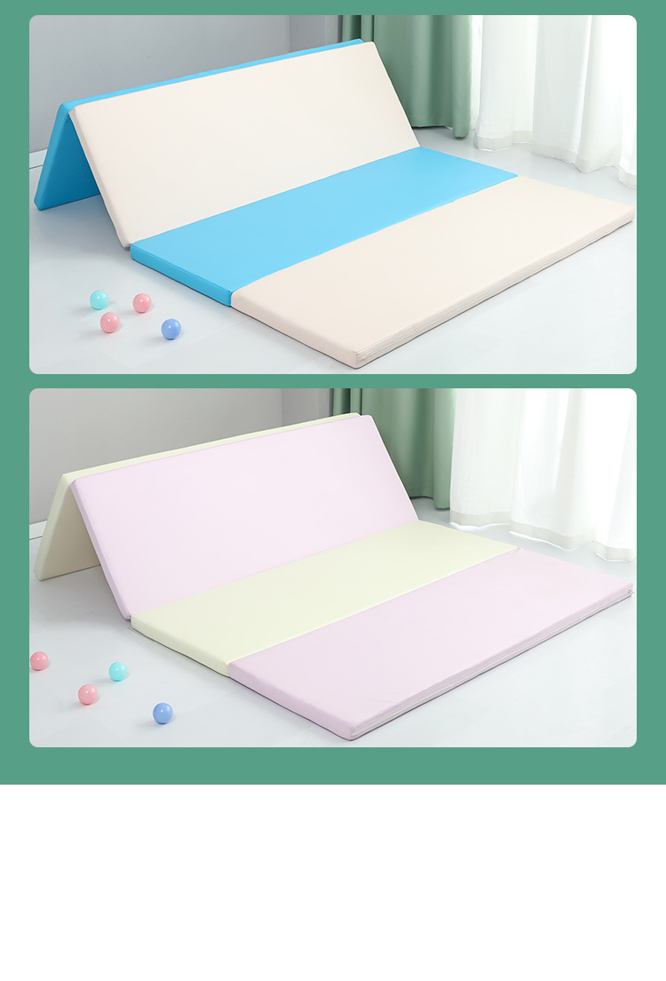 垫防水拼接地垫四联折叠爬行垫马卡龙粉米黄出口品质160cm120cm5cm