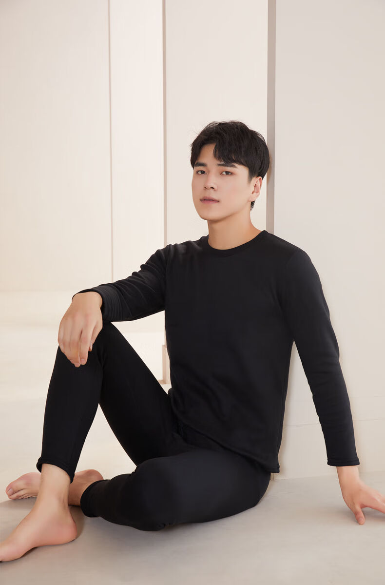 内衣套装男秋衣秋裤男加绒加厚秋衣男衣秋裤男青年冬季深灰色上衣裤子