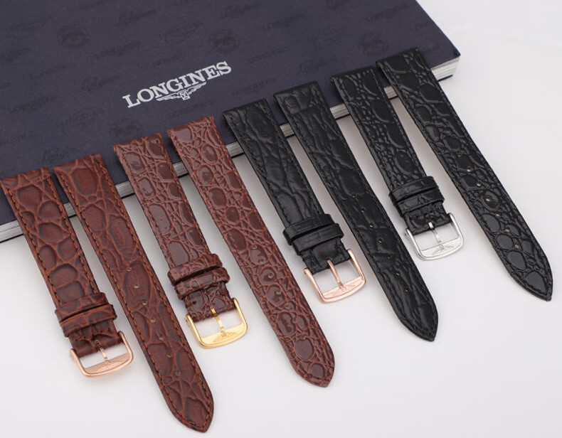 代用浪琴表带l2名匠手表l4军旗系列瑰丽男表蝴蝶扣律雅皮带20mm 哑光