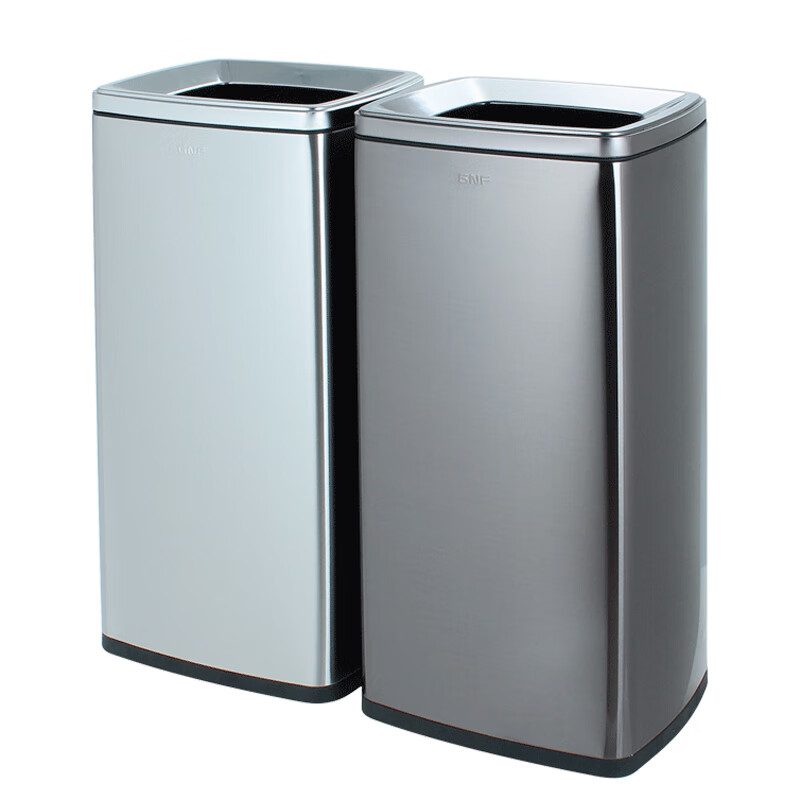顺南(shunnan)30升商用高扁无盖不锈钢长方形厨房垃圾桶 黑金