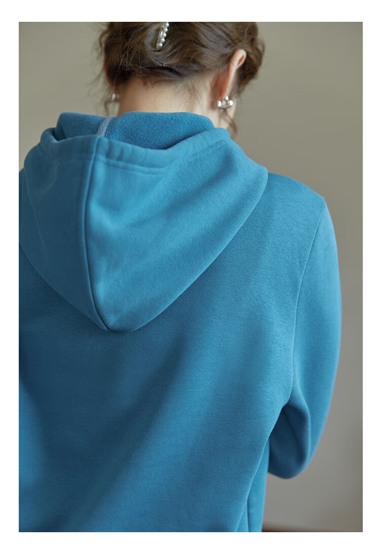 独束大码女装雪尼尔加绒连帽卫衣女秋冬新款胖mm显瘦百搭套头上衣红色