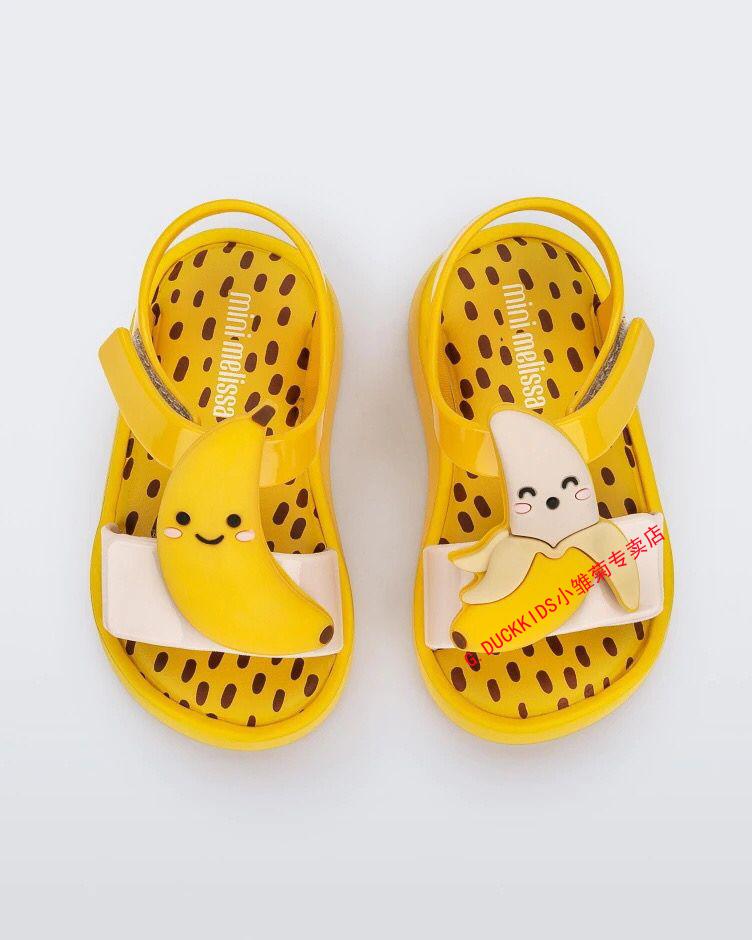gduck小黄鸭2022新款夏季儿童凉鞋香蕉橙子宝宝果冻鞋软底男女童露趾