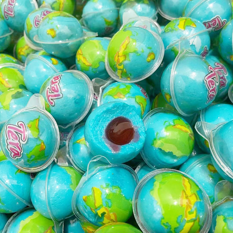 网红流心地球软糖果爆浆网红恶搞零食夹心地球糖批发橡皮糖爆浆流心