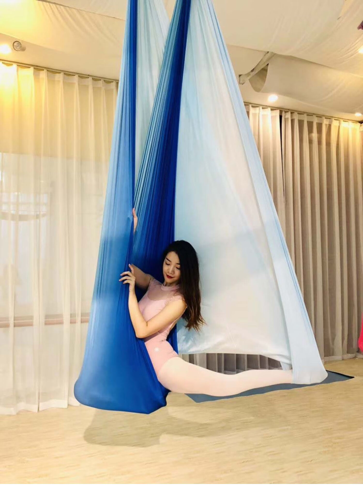 空中瑜伽吊绳 空中瑜伽吊床家用反重力瑜伽伸展带悬挂式微弹力吊带