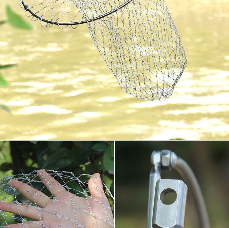 钓鱼抄网头不锈钢抄网圈实心可折叠大号捞鱼网兜大物抄网网头配件30