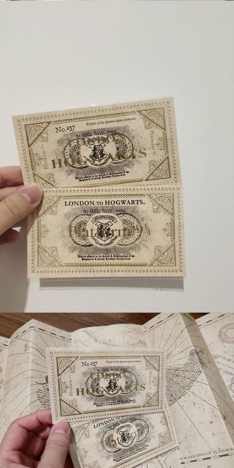 哈利波特电影周边霍格沃茨九又四分之三站台车票烫金返程车票卡贴 9 3