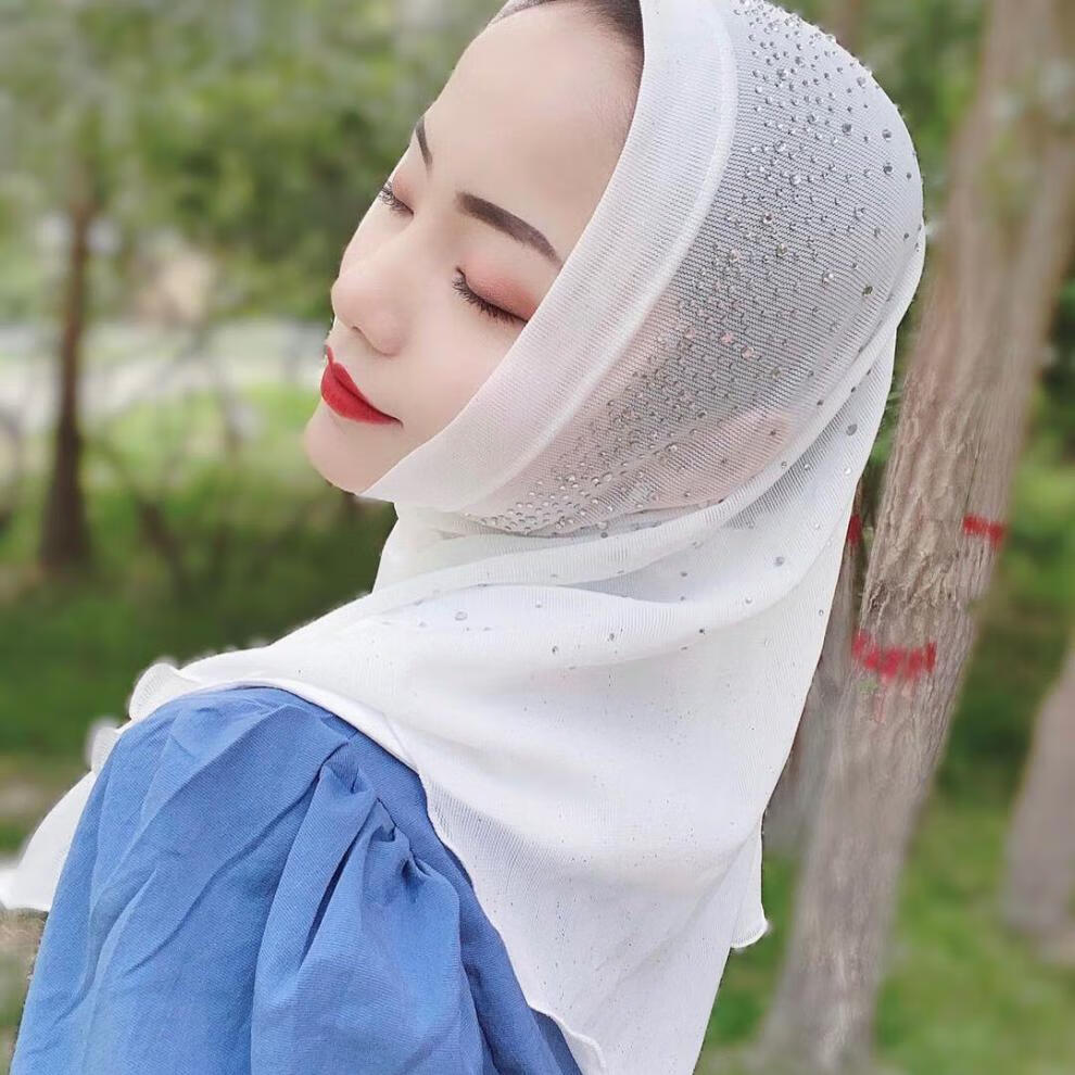 霄杰新品回族女人的套头纱巾纱巾夏季方便头套简便套头薄凉爽头巾回族