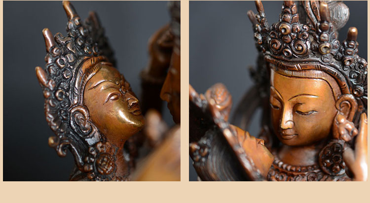 上行道 紫铜长寿佛双身佛像无量寿菩萨尼泊尔手工铜藏传佛教密宗 含