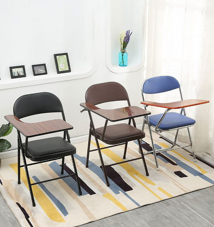 会议室椅子带桌板培训椅带桌板培训椅折叠带桌板大写字板简约靠背办公