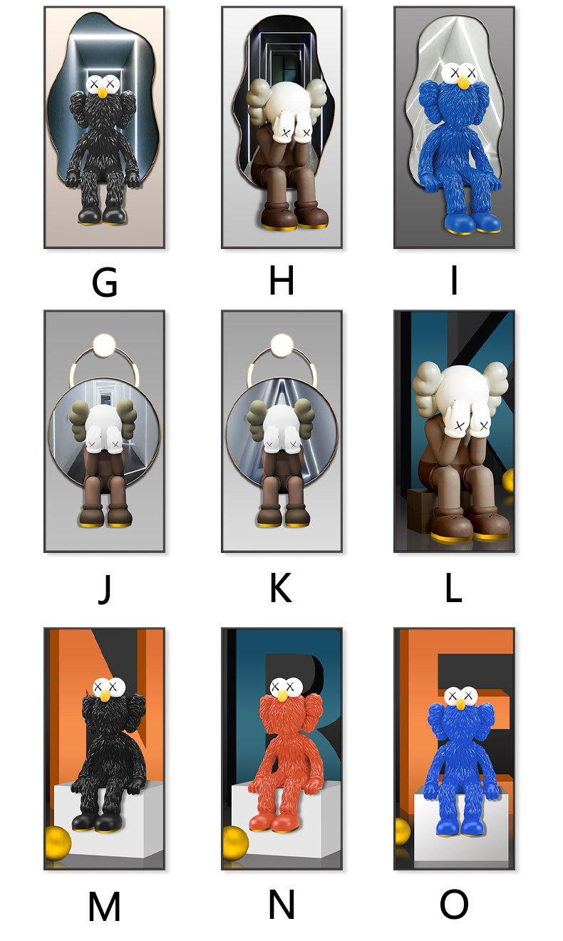 北欧现代轻奢kaws暴力熊积木熊芝麻街客厅装饰画玄关走廊过道挂画卡通