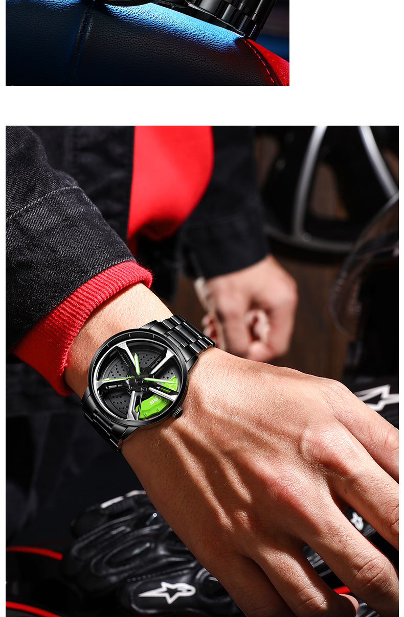 奥迪刀锋手表 抖音同款刀锋轮毂奥迪rs7旋转手表帅气手表黑科技男学生
