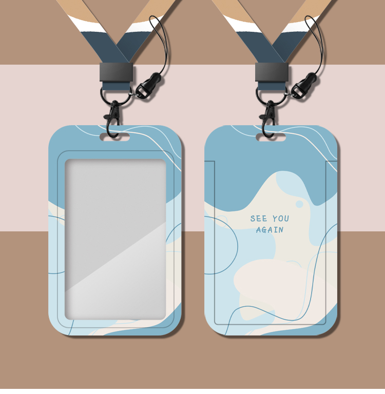 时尚简约ins莫兰迪色学生校园卡套情侣款饭卡公交地铁门禁卡套带挂绳