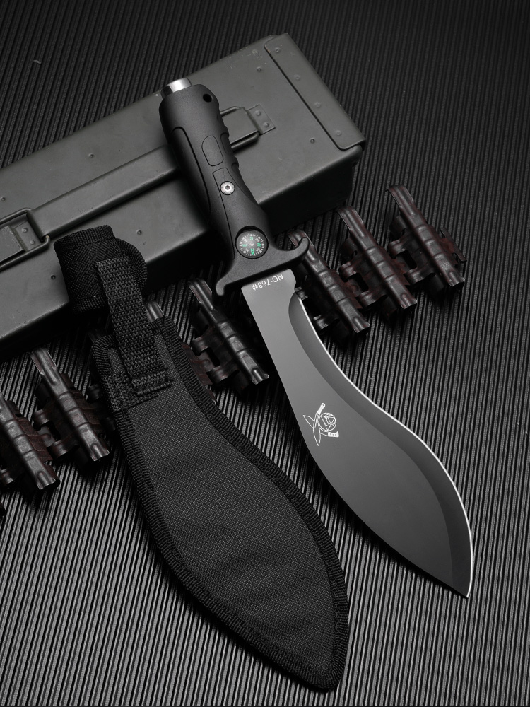 刀防身长款户外刀直刀刀具长款野外生存特战刀随身小刀水果刀大型黑色