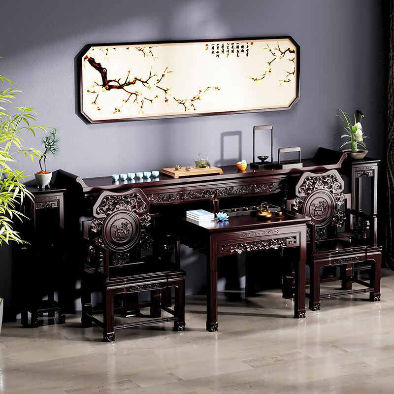 中式实木中堂六件套明清家具佛台农村堂屋八仙桌家用翘头条案供桌我是