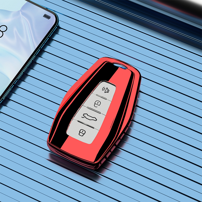 博瑞钥匙套21帝豪g嘉际钥匙包车内装饰壳扣通用吉利智能羊皮双扣蓝色