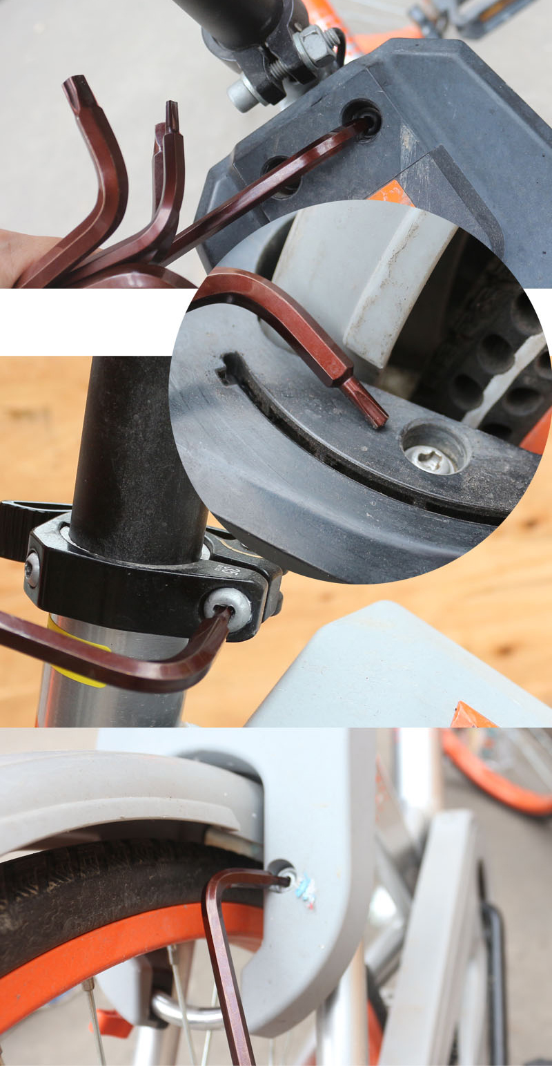 共享单车摩拜ofo维修全套螺丝刀工具 内五角五星带孔三叉y型自行车