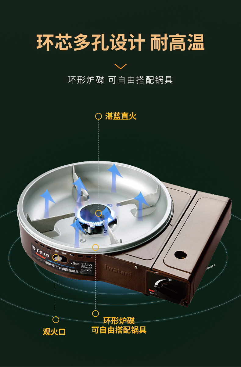 新品岩谷便携式煎炒炉多功能卡式炉瓦斯炉家用火锅炉子野炊烤肉卡磁炉