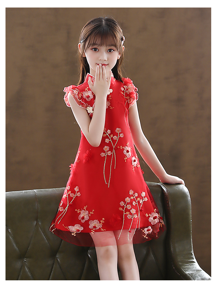女童雪纺旗袍薄款夏季连衣裙2022新款裙子儿童夏装洋气童装大童夏2332