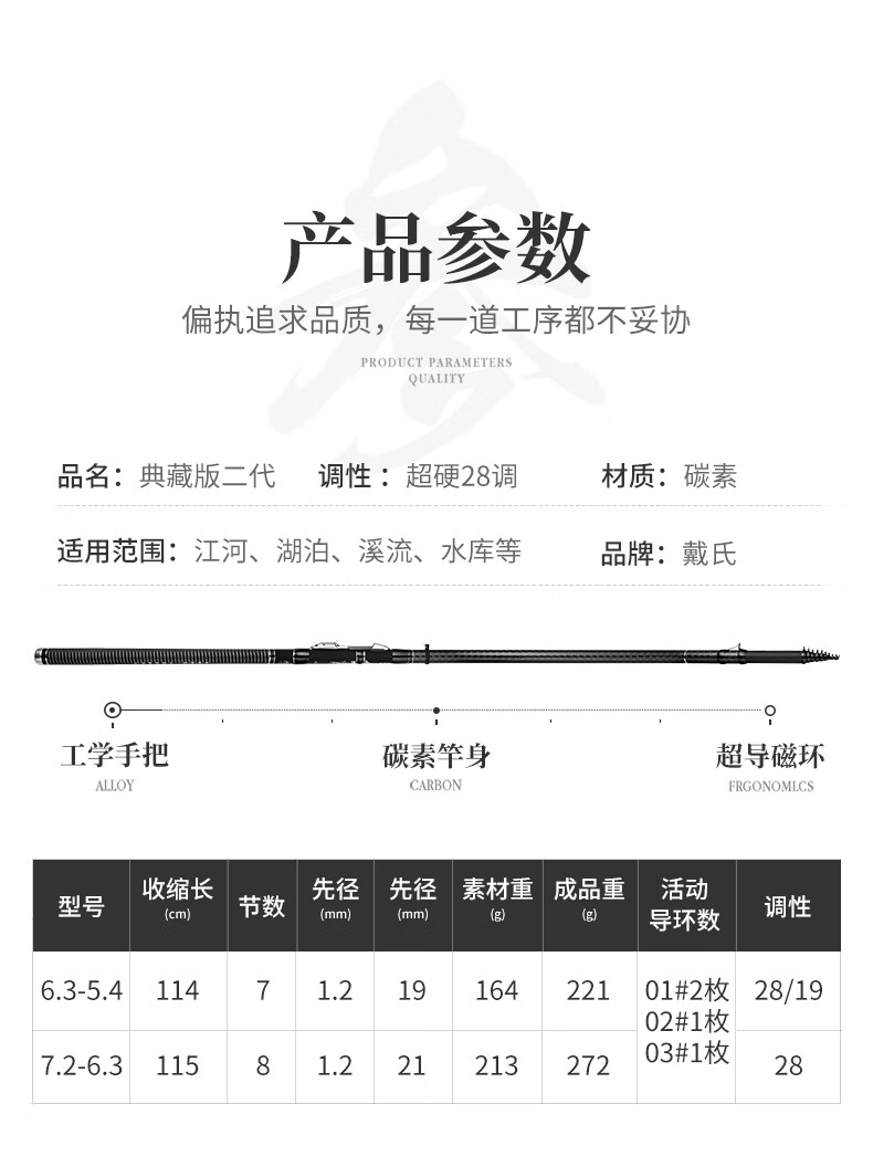 阿布abu鱼竿禧玛诺同款戴氏典藏版2代超轻超硬细不剪线定位长节竿碳素