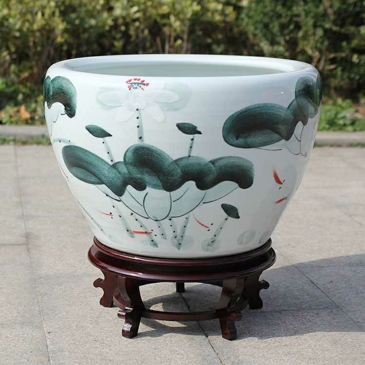 陶瓷鱼缸景德镇大缸养金鱼缸睡莲盆荷花缸碗莲缸乌龟大水缸盆花荷花鱼