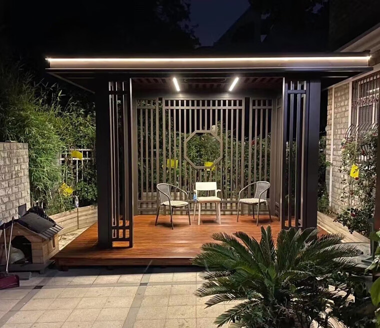 高档别墅凉亭铝合金户外新中式凉亭庭院别墅简约现代亭隔热花园景观