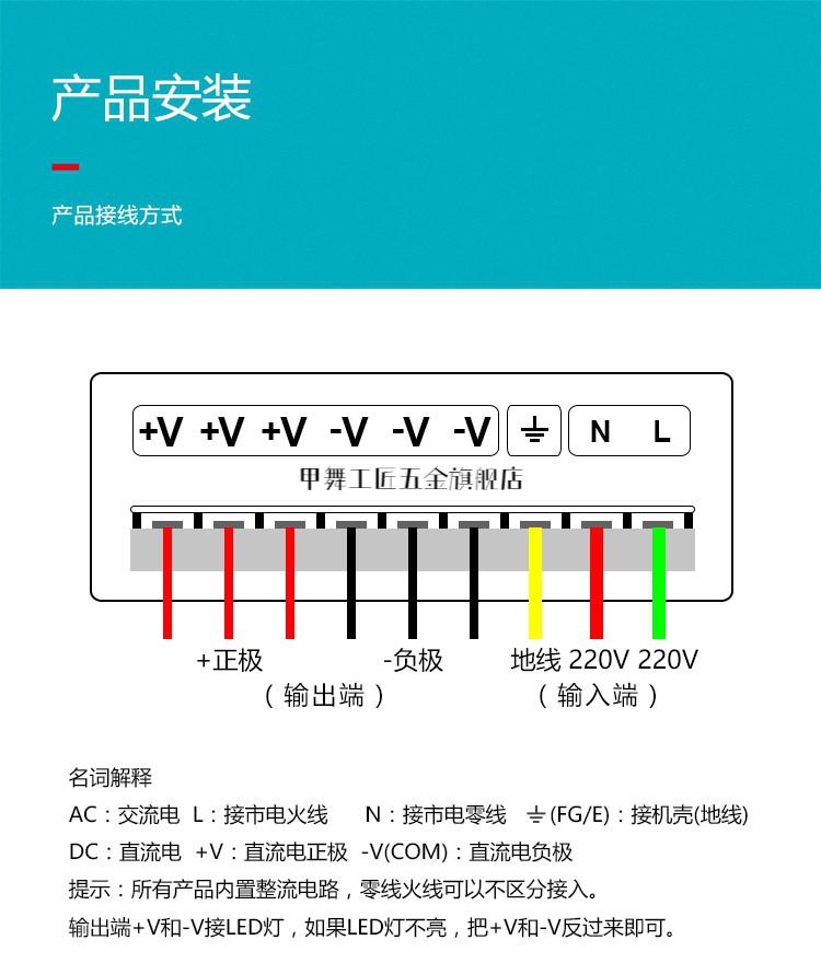 12vled灯箱电源接线图图片