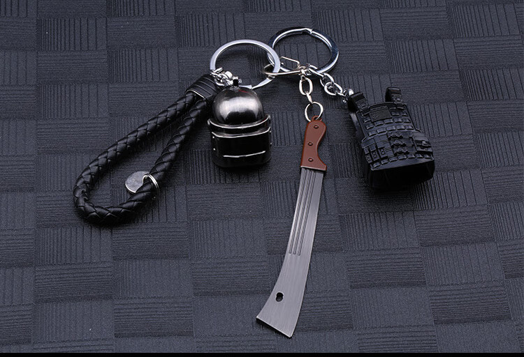 3w适用于新款绝地求生吃钥匙扣汽车金属挂件套装全套合金模型三级头