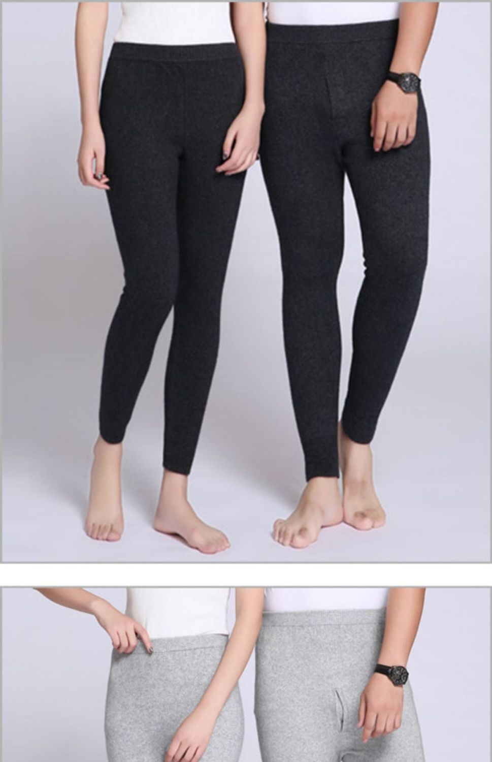 羊毛裤女冬季裤男加厚女高腰修身无缝打底裤保暖裤女士薄款红色纯m