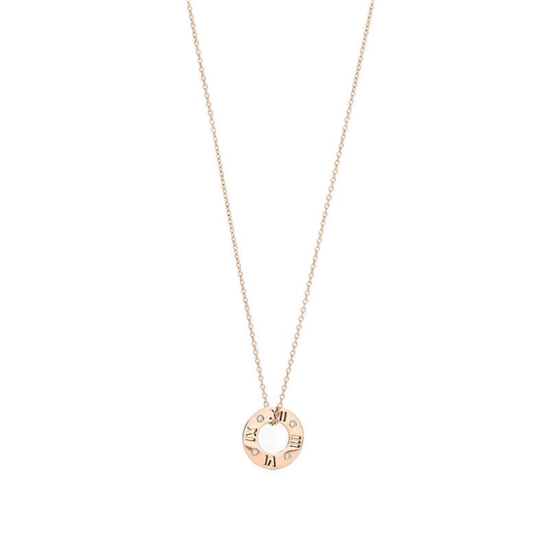 tiffanyco蒂芙尼项链18k玫瑰金色镂空罗马数字项链30480554