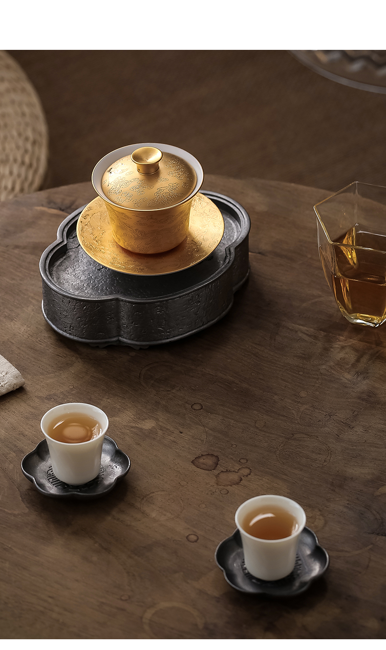 鎏金盖碗单个德化羊脂玉瓷茶壶陶瓷功夫茶具泡茶器家用