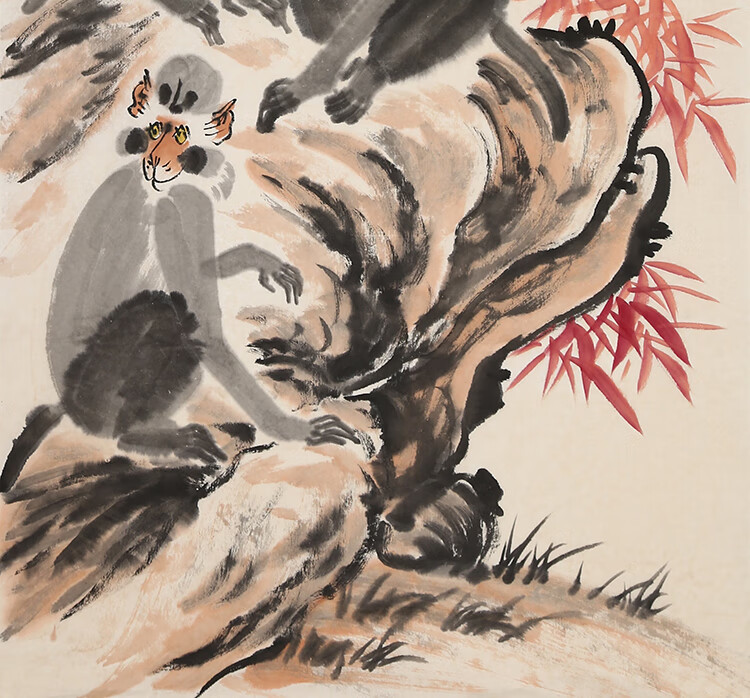 名家徐培晨字画三尺竖幅手绘精品书画写意动物猴名人国画作品收藏纯