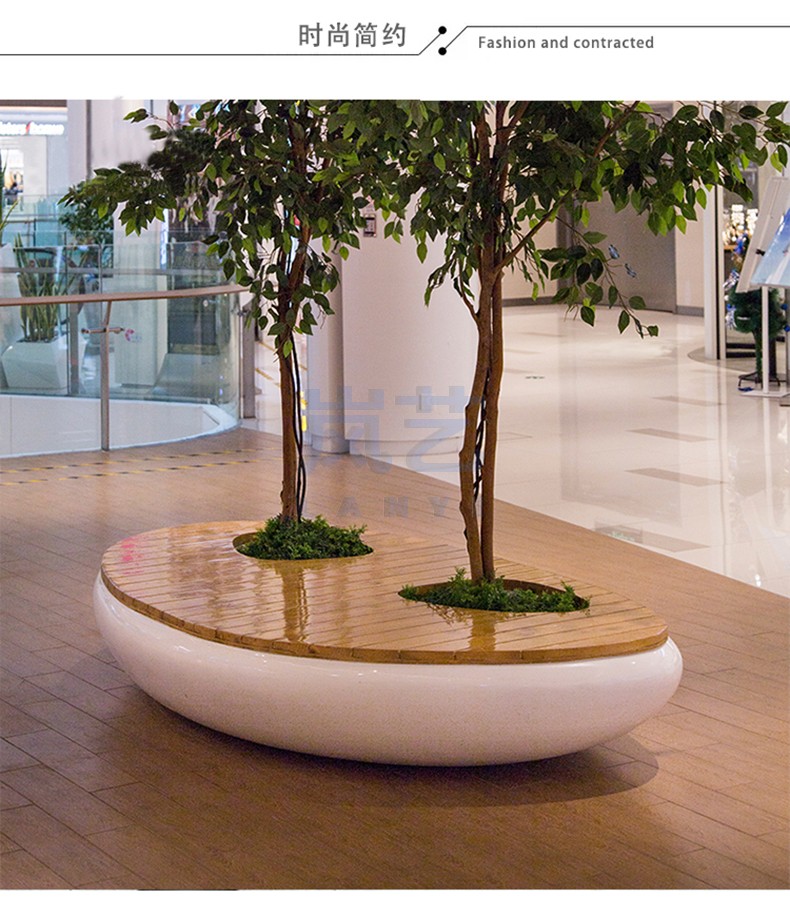 户外玻璃钢椭圆落地大花钵商场简约花盆组合园林景观公园小区支持定制