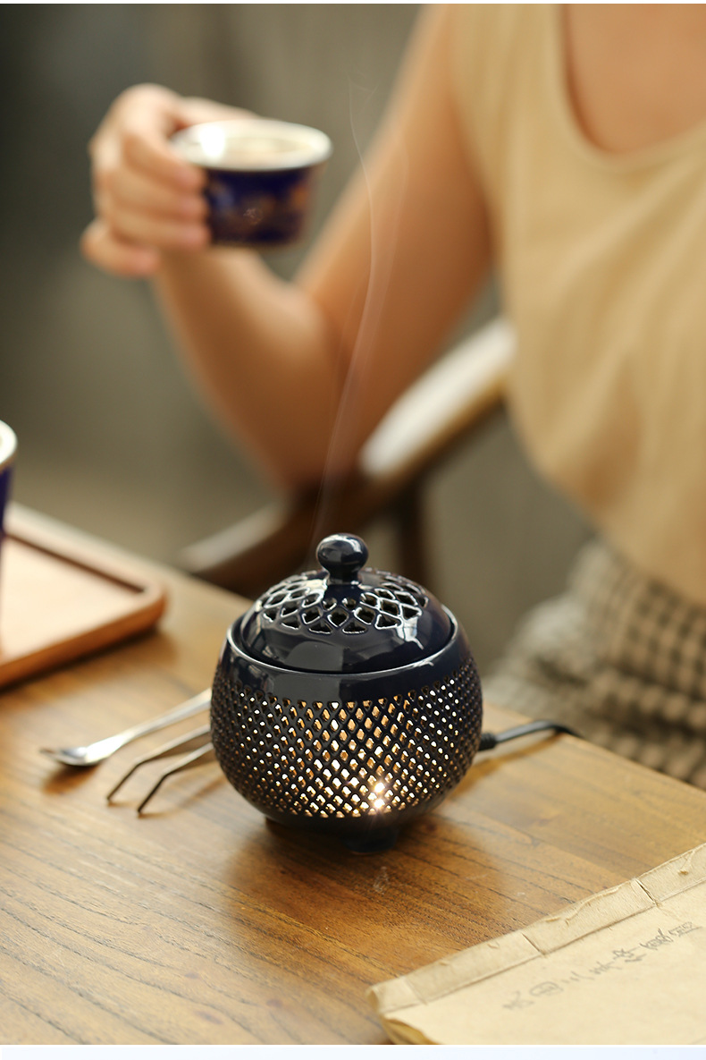 青沉陶瓷可干烧定时调温插电电子香薰炉小夜灯熏香炉礼品送女友圣诞节