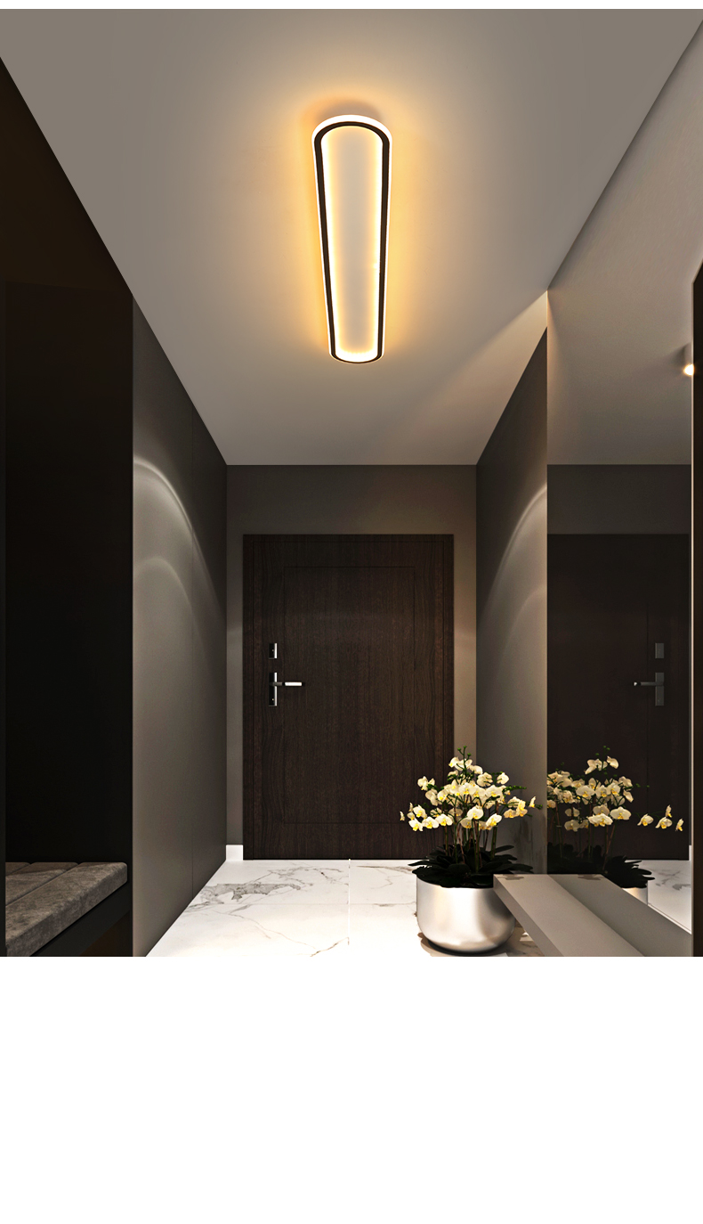 长条过道灯走廊灯创意led吸顶灯玄关阳台灯轻奢入户灯具现代简约黑色