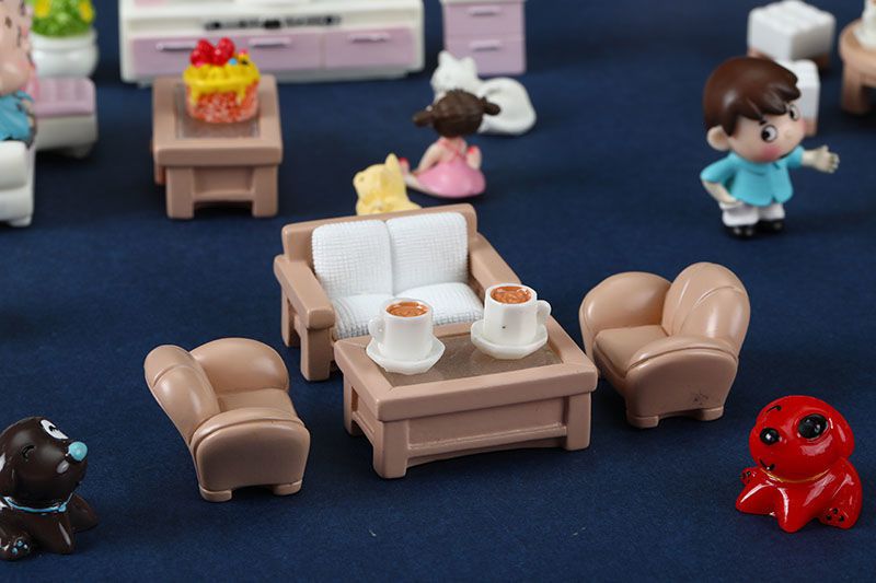 微缩迷你仿真卧室沙发套装模型小玩具客厅桌椅场景家具成品摆件勉茂