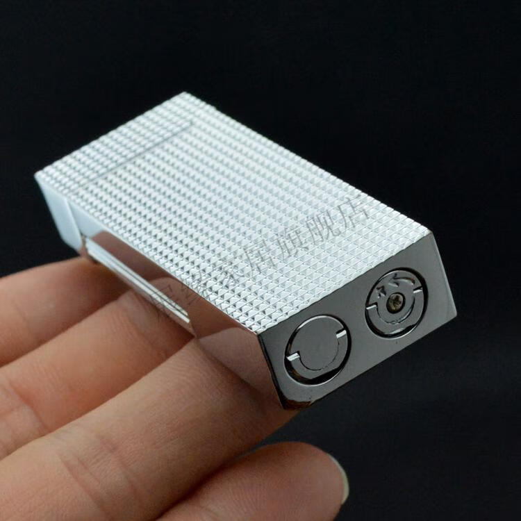 侧滑轮打火机窄版充气打火机精品侧滑砂轮明火磨轮打火机银色雕刻男式