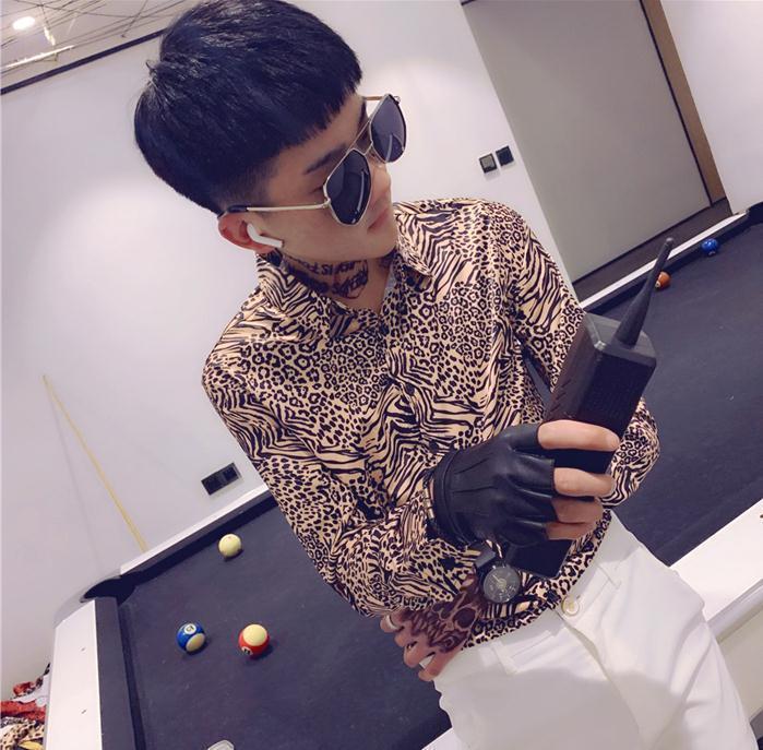 衬衫男长袖发型师花衬衫男长袖潮流社会人衣服个性网红帅气夜晚店男装