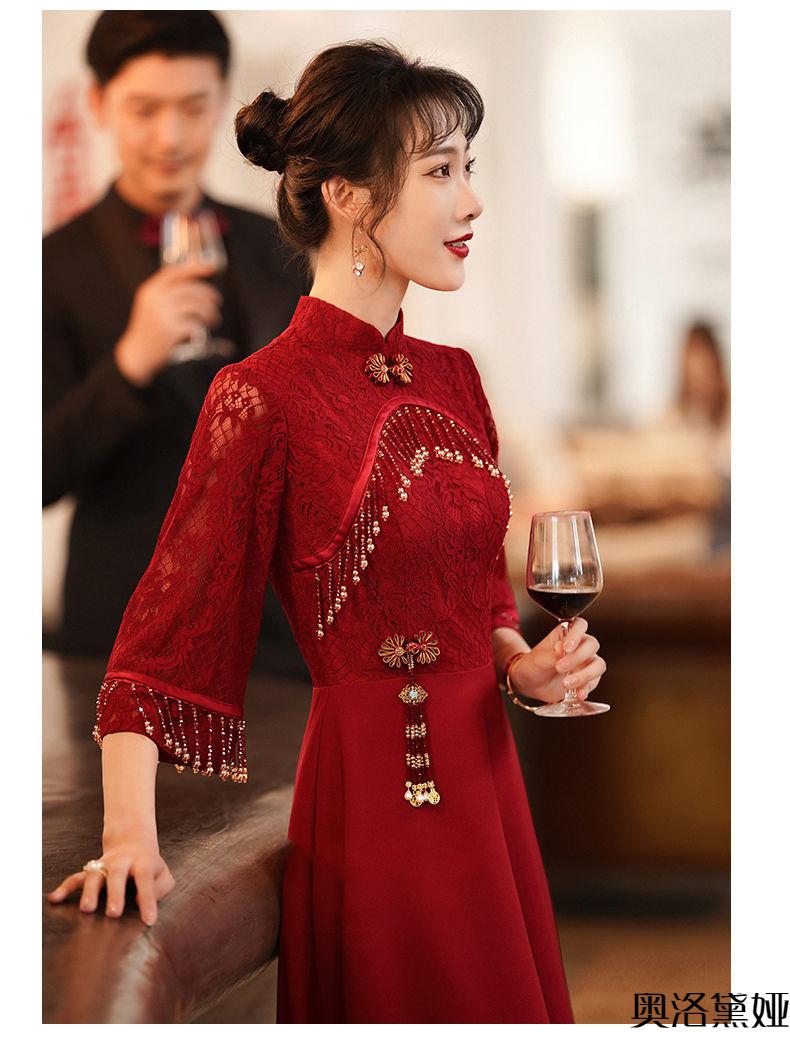 敬酒服新娘礼服平时可穿现代婚礼订婚回门衣服旗袍敬酒服新娘新款长款