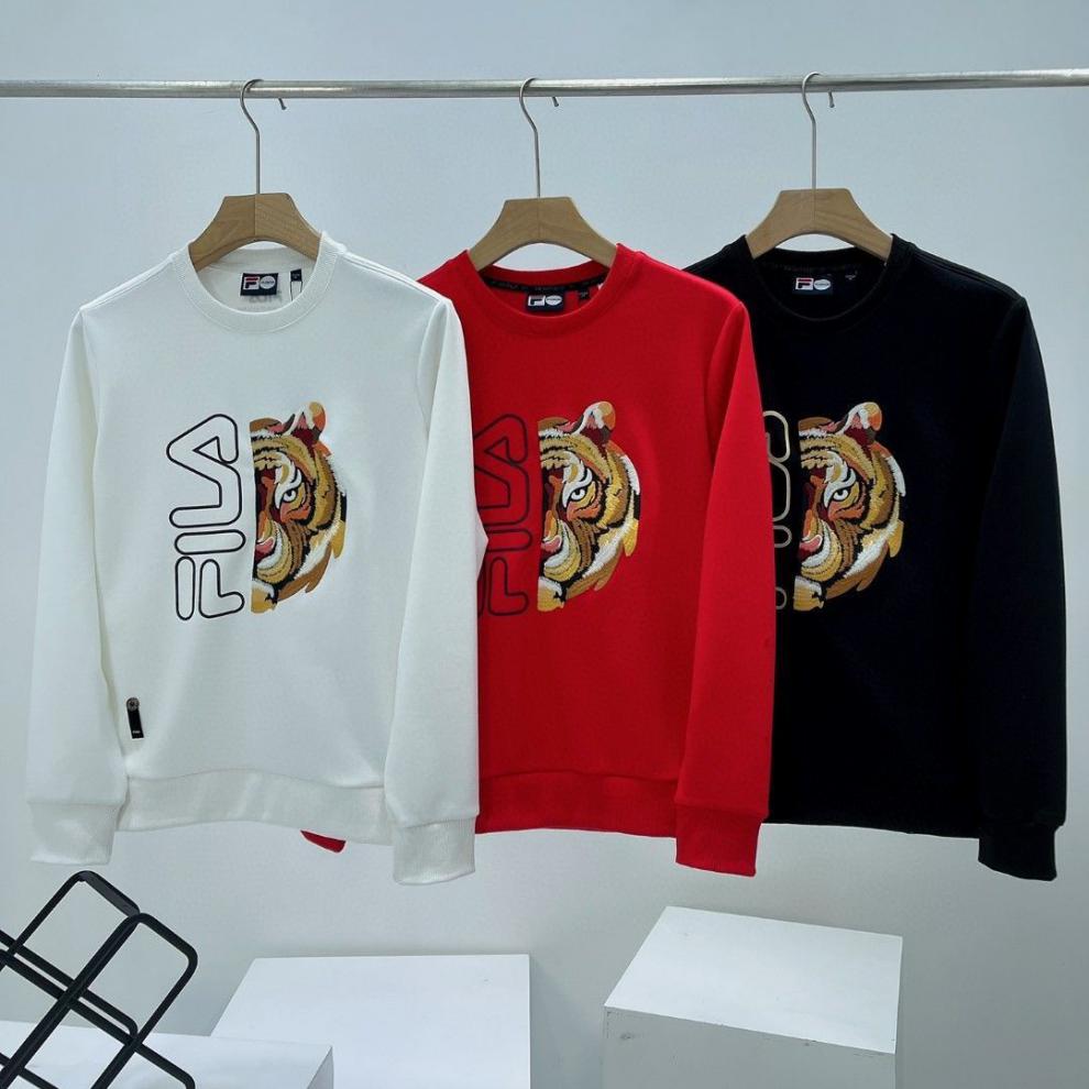 虎头刺绣卫衣虎年2022男本命年圆领fl长袖t恤红色衣服男黑色l