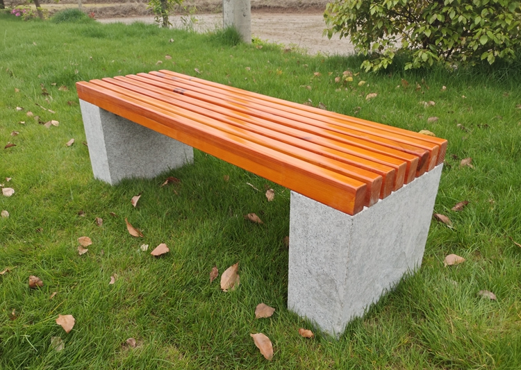 君乐意实木公园椅大理石座椅户外园林石凳子防腐实木石头长椅子广场