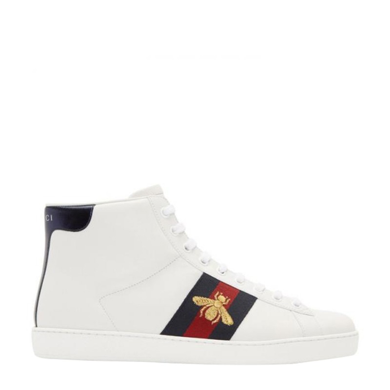 精品gucci古驰女鞋女士休闲运动鞋小蜜蜂装饰鸳鸯尾bn白色系意码385